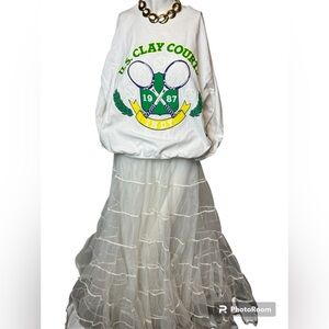 Vintage 1987 US Clay Courts white and green crewneck sweatshirt
